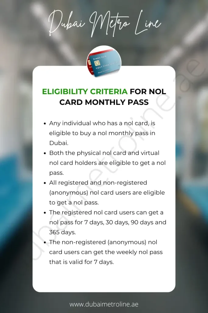 Eligibility Criteria for NOL Card Monthly Pass